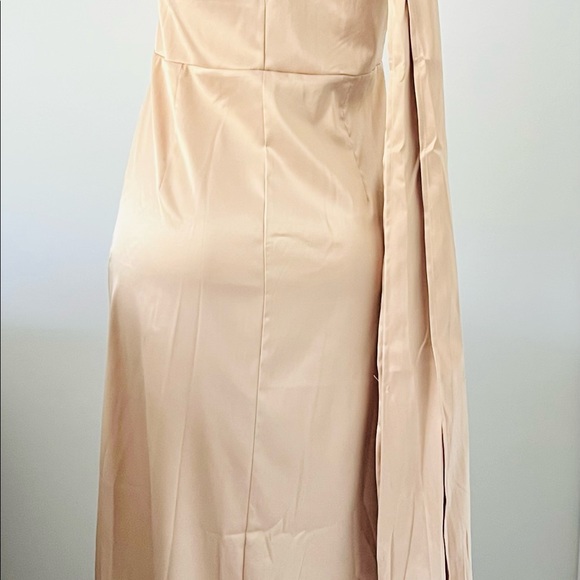 New Champagne one-shoulder maxi dress with sequin accent - Picture 6 of 8